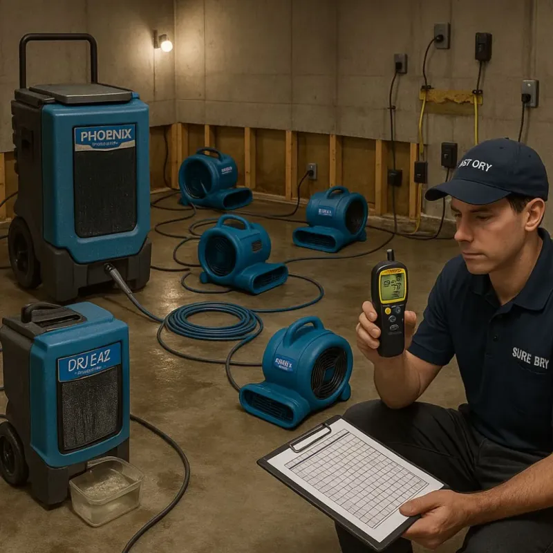 Structural Drying and Dehumidification process in Byron, MN